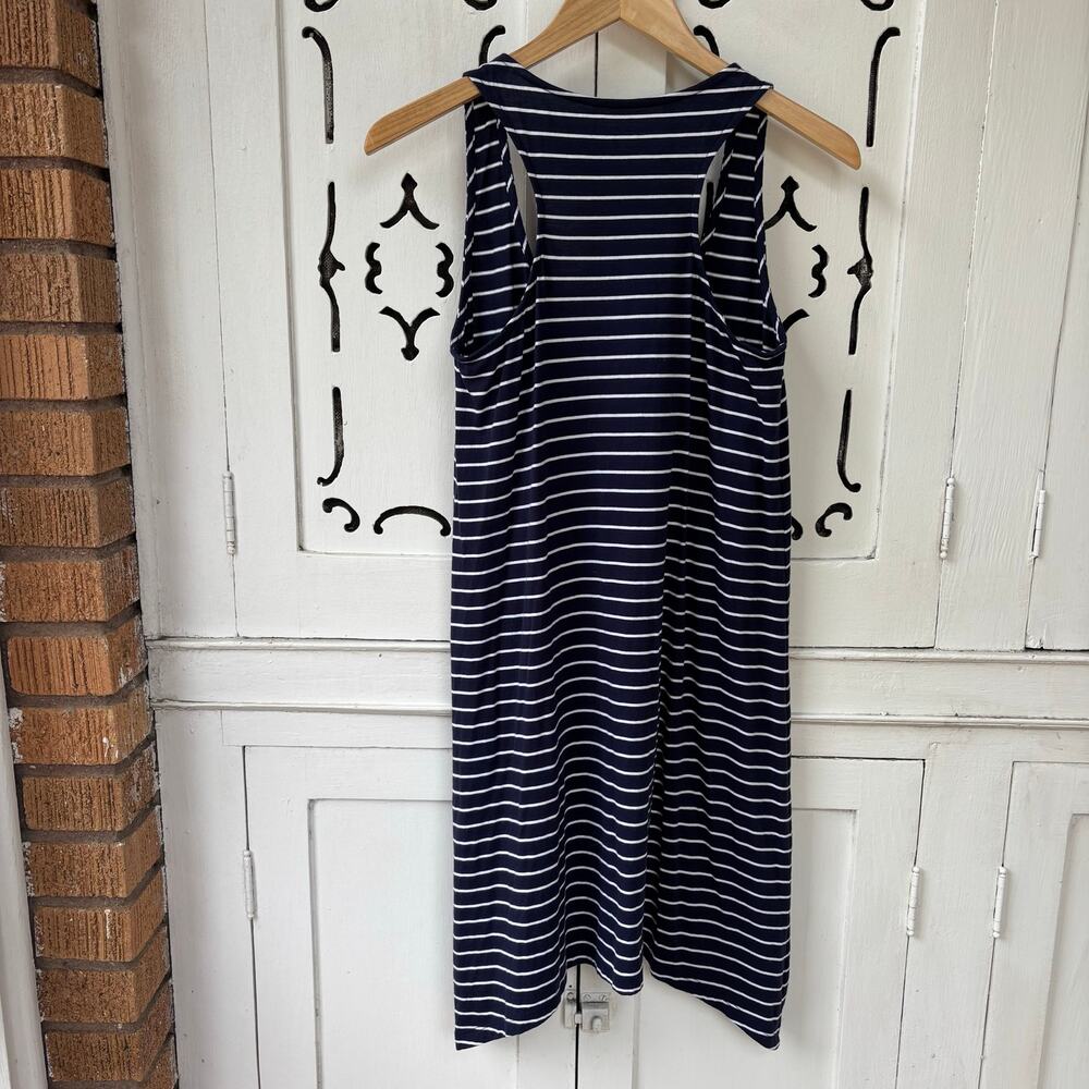 Lilly Pulitzer Jennalyn Navy Palm Stripe Pima Cotton Henley Racerback Dress S - Picture 4 of 7